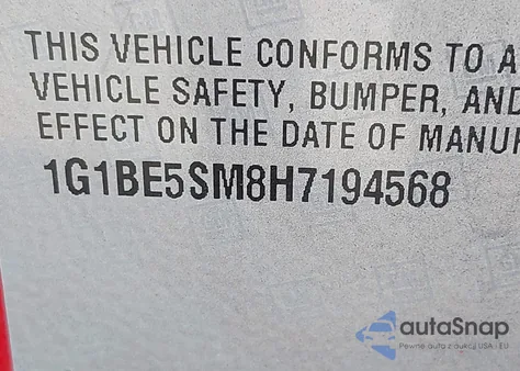 2017 Chevrolet Cruze Lt из США, поврежденный, VIN 1G1BE5SM8H7194568